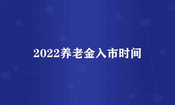 2022养老金入市时间