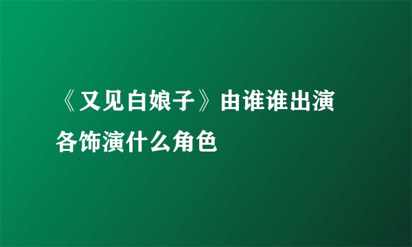 《又见白娘子》由谁谁出演 各饰演什么角色