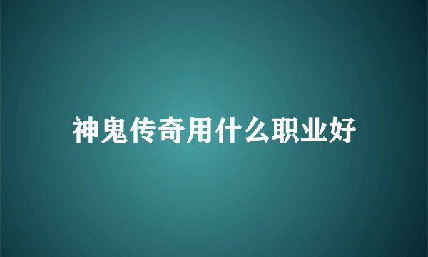 神鬼传奇用什么职业好
