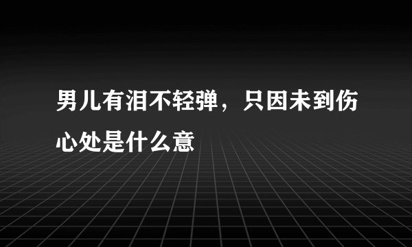 男儿有泪不轻弹，只因未到伤心处是什么意