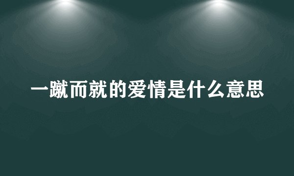 一蹴而就的爱情是什么意思