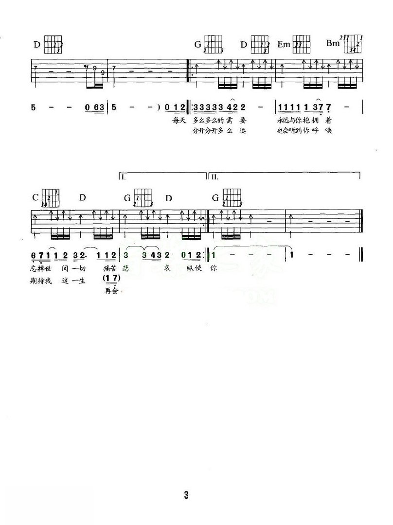 求beyond遥望的原版吉他谱