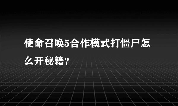 使命召唤5合作模式打僵尸怎么开秘籍？