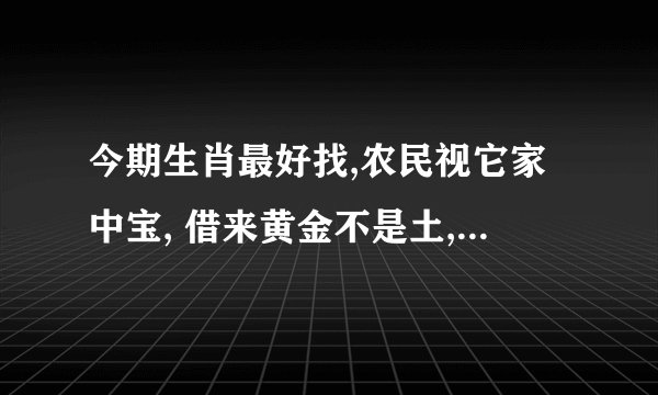今期生肖最好找,农民视它家中宝, 借来黄金不是土,一轮红日照天边。