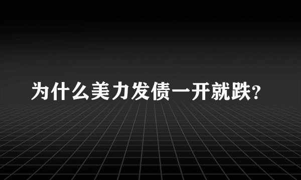 为什么美力发债一开就跌？