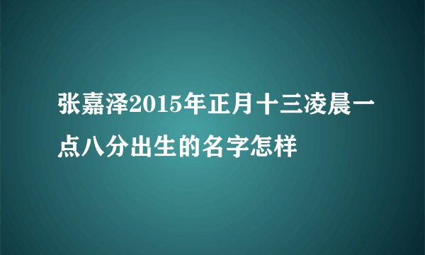 张嘉泽2015年正月十三凌晨一点八分出生的名字怎样