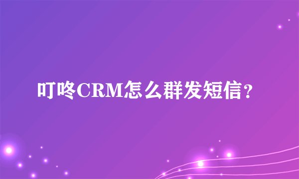 叮咚CRM怎么群发短信？