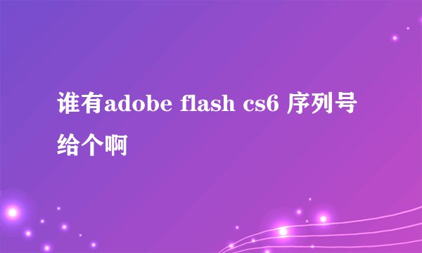 谁有adobe flash cs6 序列号 给个啊