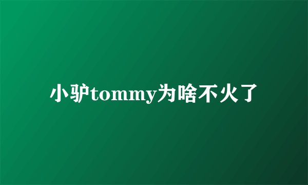 小驴tommy为啥不火了