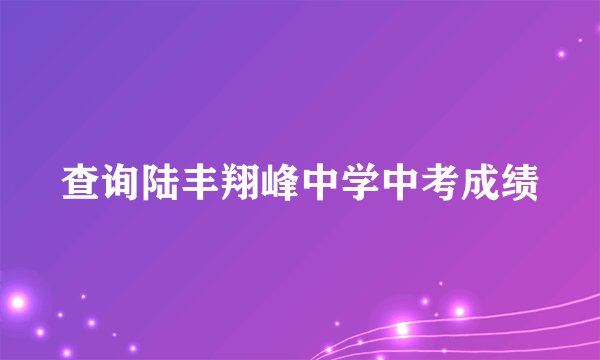 查询陆丰翔峰中学中考成绩