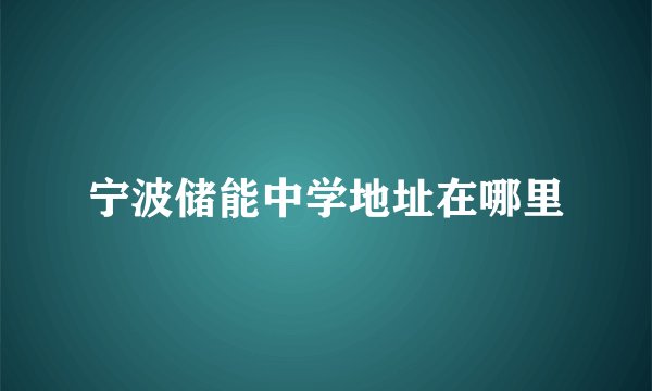 宁波储能中学地址在哪里