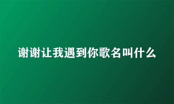 谢谢让我遇到你歌名叫什么