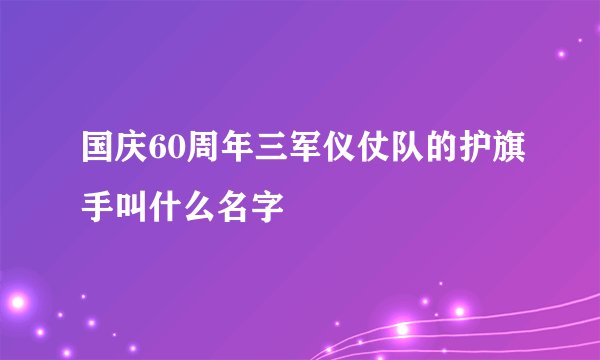 国庆60周年三军仪仗队的护旗手叫什么名字