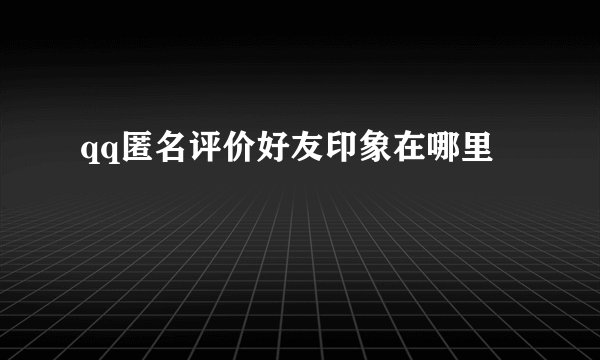 qq匿名评价好友印象在哪里