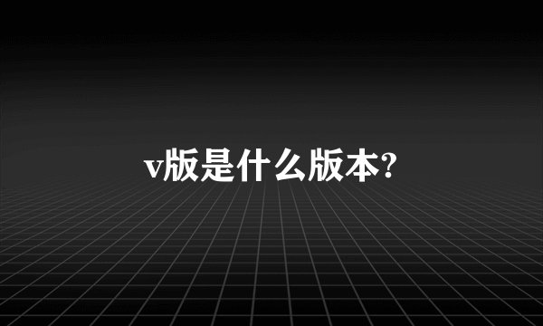 v版是什么版本?