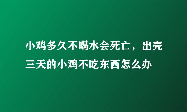 小鸡多久不喝水会死亡，出壳三天的小鸡不吃东西怎么办