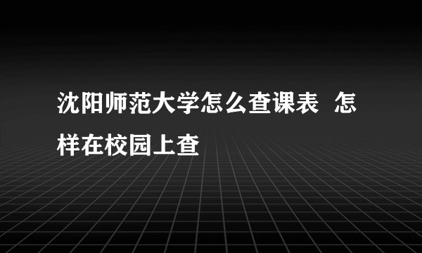 沈阳师范大学怎么查课表  怎样在校园上查