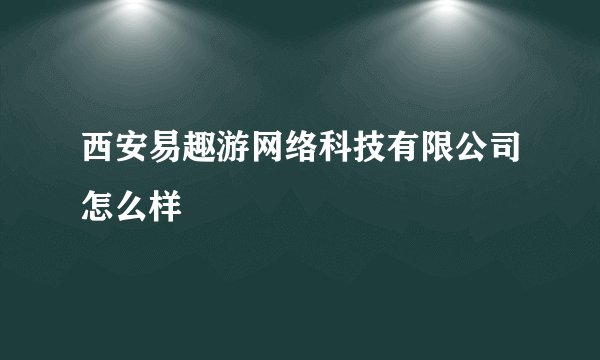 西安易趣游网络科技有限公司怎么样
