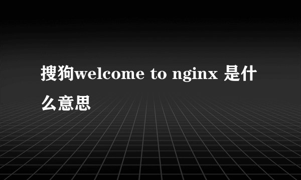 搜狗welcome to nginx 是什么意思