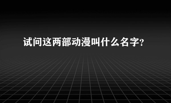 试问这两部动漫叫什么名字？