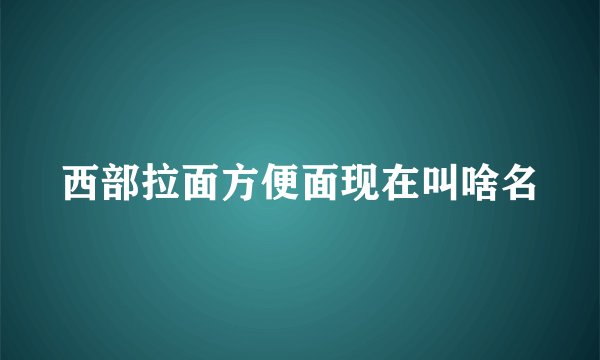 西部拉面方便面现在叫啥名
