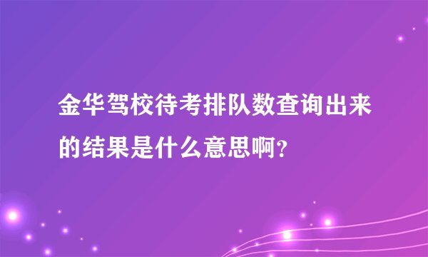 金华驾校待考排队数查询出来的结果是什么意思啊？
