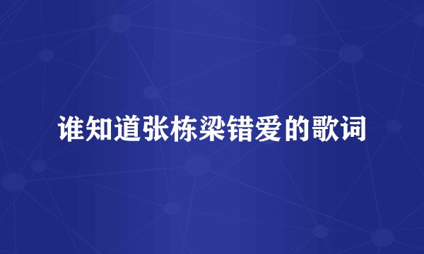 谁知道张栋梁错爱的歌词