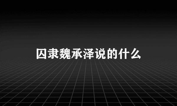 囚隶魏承泽说的什么