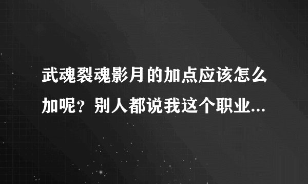 武魂裂魂影月的加点应该怎么加呢？别人都说我这个职业伤害很高，可是我就是打不出来。