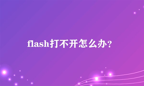 flash打不开怎么办？