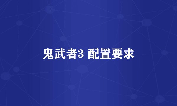 鬼武者3 配置要求