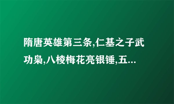 隋唐英雄第三条,仁基之子武功枭,八棱梅花亮银锤,五升门大敌不饶,是什么...