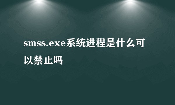 smss.exe系统进程是什么可以禁止吗
