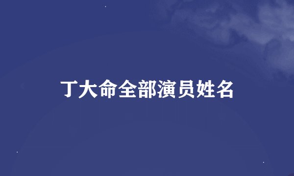 丁大命全部演员姓名