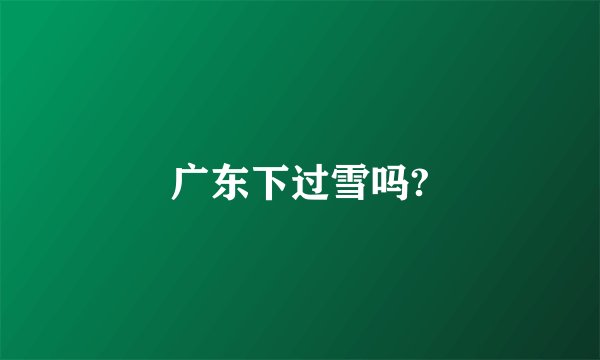 广东下过雪吗?