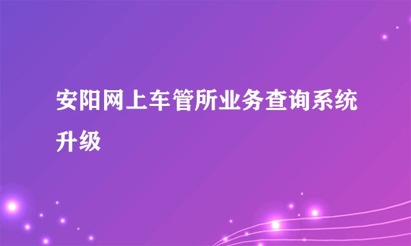 安阳网上车管所业务查询系统升级