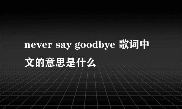 never say goodbye 歌词中文的意思是什么