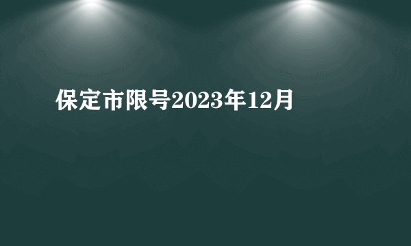 保定市限号2023年12月
