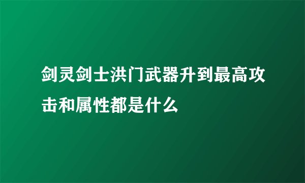 剑灵剑士洪门武器升到最高攻击和属性都是什么