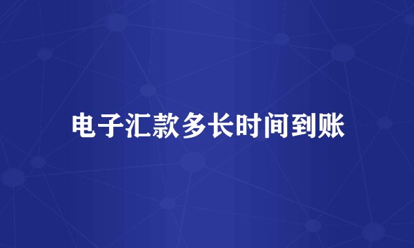 电子汇款多长时间到账