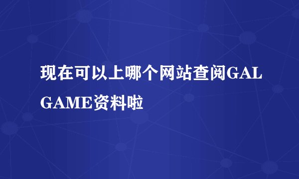 现在可以上哪个网站查阅GALGAME资料啦