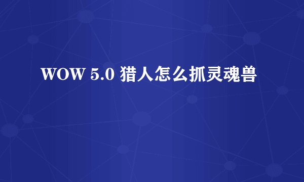 WOW 5.0 猎人怎么抓灵魂兽