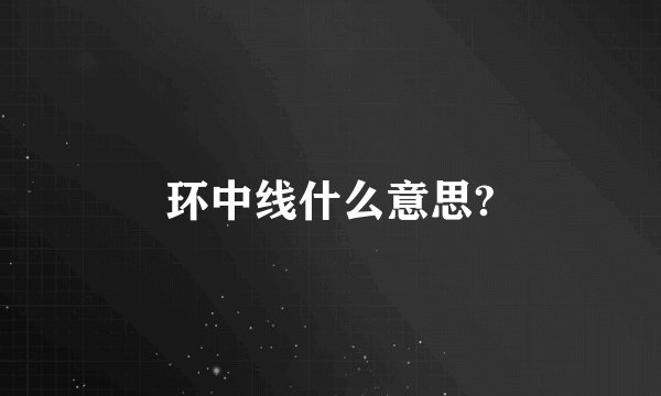 环中线什么意思?