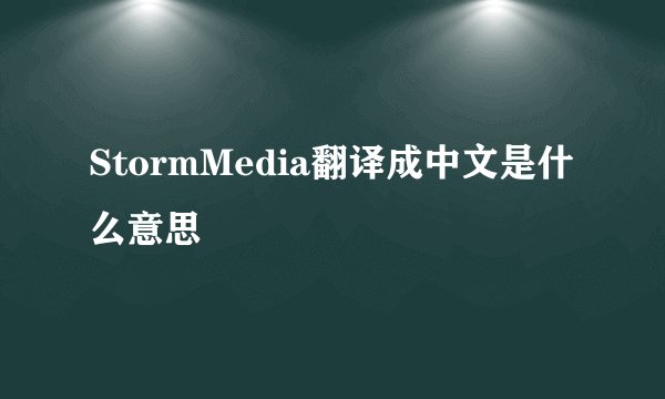 StormMedia翻译成中文是什么意思