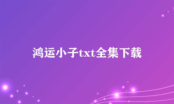 鸿运小子txt全集下载