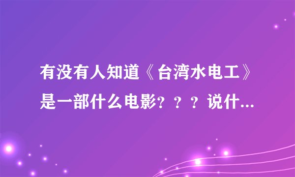 有没有人知道《台湾水电工》是一部什么电影？？？说什么的？？