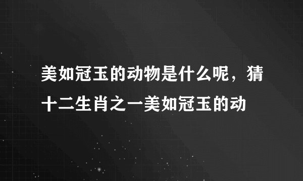 美如冠玉的动物是什么呢，猜十二生肖之一美如冠玉的动