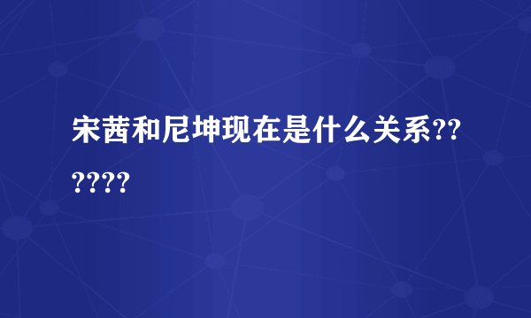 宋茜和尼坤现在是什么关系??????