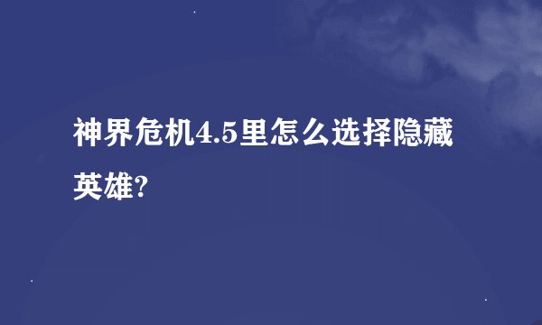 神界危机4.5里怎么选择隐藏英雄?