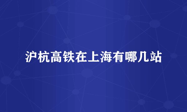 沪杭高铁在上海有哪几站